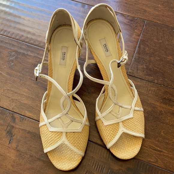 PRADA Wedge Sandals Straw / Raffia - Size 41 - Picture 4 of 16